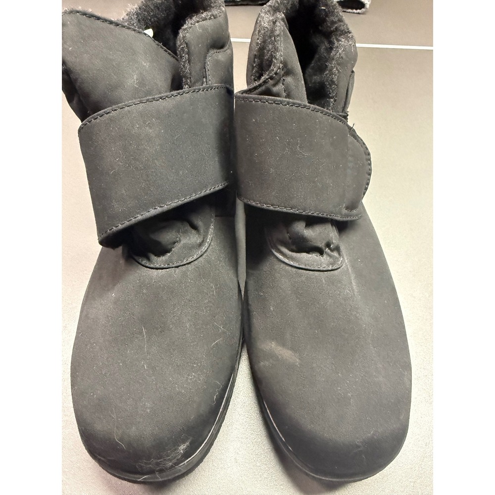 Toe Warmers Canada Mens Black Winter Boots Hook Loop Strap‎ Faux Fur Lined 12 2W